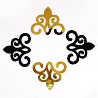 Vah- Kya Bat Hai !! Black And Golden Colour Free Hand Design Wall Dcor Wall Sticker(Pack Of 4)