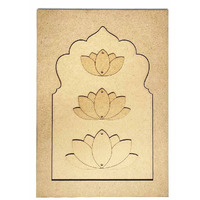 Adikala Mdf Jharokha With 3 Different Size Lotus Cutout Engraved Design & Square Shaped Base For Diy Craft