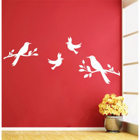 Sticker Yard Birds Wall Sticker & Decal (Color - White Matte Finish Pvc Vinyl Size -119Cm X 55Cm)