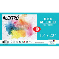 Brustro Artists Watercolour Paper, 25% Cotton, 300 Gsm, Cold Pressed, Size - 15" X 22" (Inches), Pack Of 10 Sheets