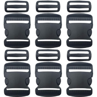 Shopee 6 Set 1 Inch Flat Dual Adjustable Plastic Quick Side Release Plastic Buckles And Tri-Glide Slides For Luggage Straps Pet Collar Backpack Repairing (Black, Fit For 1/25Mm Webbing Straps)