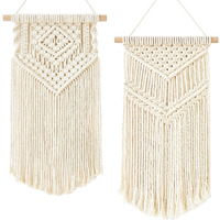 Love N Beyond 2 Pcs Macrame Wall Hanging Wall Decoration Woven Tapestry Boho Wall Art Decor Home Decor, Apartment, Nursery, Party Decorations, 16 X 10 Inches (Small)