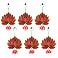 Buransh Lotus Hangings For Decoration Floral Wall Hangings For Temple Decor Showpiece For Home Decor (6, Lotus Jumkha - Pink)