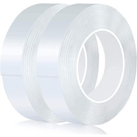 Oariv Self Adhesive Multipurpose Gel Grip Strong Sticky Strips Double Sided Transparent Tape Ideal For Home/Office Decoration - 3M Long (White, Pack Of 2)