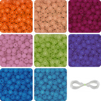 Indikonb 800 Icemoon Plastic Acrylic Beads - Multicolour Round Pearl Beads For Craft And Jewelry Making (6Mm)