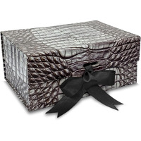 Aakriti Black Crocodile Pattern Print Rakhi Gift Box For Gift Packaging Box Holds Upto 5Kg Empty Gift Hamper Boxes With Satin Ribbon (Black Crocodile Pattern, Medium: 23 X 16 X 10 Cm Pack Of 1)