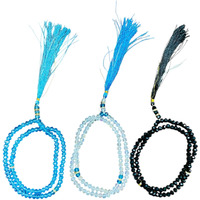 The House Unisex Adult Crystal Beautiful Tasbeeh/Tasbih/Mala/Beads With Diamond Cut (Blue, White, Black) - Pack Of 3