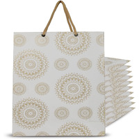 Kosy Pack Of 20 Gift Carry Bag | Eco-Friendly Recycle Paper Bag For Gifting | Sturdy & Versatile Paper Bag For Shopping | Small Gift Bag 22X6X22 Cm | Carry Bag For Gifting White Print Design