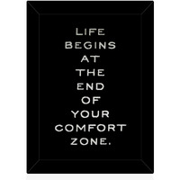 Tied Ribbons Life Begins At The End Of Your Comfort Zone Printed Motivational Quote Framed Poster For Wall (25.9 Cm X 34.5 Cm)