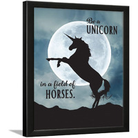 Chaka Chaundh - Unicorn Quotes Frames - Unicorn Framed Poster For Girls Room - Girl Quotes Wall Framed Posters - Unicorn Poster For Girl Birthday - (14 X 11 Inches) (Be A Unicorn - Blue)