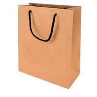 Amit Marketing Plain Brown Paper Bag With Braided Cotton Handle - 150 Gsm Virgin Kraft Paper Carry Bags I Disposable, Eco-Friendly I For Return Gifts Shopping Grocery Parcel Take Out - L9Xw6.5Xh10Inch (50 Pcs)