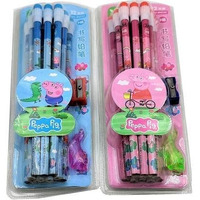 Vikrida Cartoon Character Printed Pencil With Eraser And Sharpener - Pack Of 24 Pc Pencil (Set Of 2, Pink And Sky Blue)