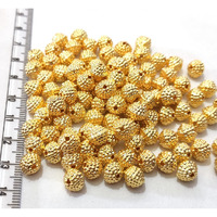 Gosetget! Golden Color Round Ridged Plastic Beads (6Mm, 300 Pcs) For Jewellery Making, Arts And Crafts Work, Necklace, Bracelet Earring Diy Kit (Round Ridged)