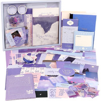 Atiramaniya 346Pcs Vintage Scrapbook Kit Aesthetic Junk Journal Set With Stickers, Washi Tape, A6 Notebook & Decorative Paper, All-In-One Scrapbook Kit Stationery (Purple)