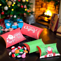 Toyxe Merry Christmas Print Candy Chocolates Pillow Box Red And Green Set Of 24