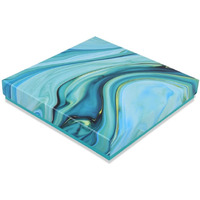 Grownex 16 Cavity Chocolate Packaging Boxes, Birthday Return Gift, Cardboard Box, Bites Storage Containers, Color - Marble Blue, Pack Of 5-7.5X7.5X1.25 Inches