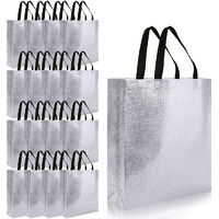 Satyam Kraft 6 Pcs Non Woven Fabric Paper Bag Goodie Bags With Handle Gift Bag, Carry Bags, Gift Bag, Gift For Gifting, Return Gifts,Birthday, Corporate Event,Wedding, Festivals(23 X 22.5)(Silver)