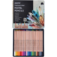 Brustro Artists Pastel Colored Pencils - Set Of 24 Shades - 4Mm Lead | Break Resistant, Erasable, High Pigmented, Vibrant Colours | Ideal For Drawing, Mandala, Shading, Portrait, Fine Art Students.