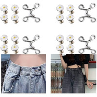 Mgnlr Instant Jeans Button Pins Waist Tightener Set, Make The Waist Fit For Skirt Pants Robe, No Sewing Required Adjustable Waist Buckle For Loose Jeans Pants (4Pcs White Flower Waist Pin)