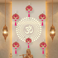 Smizzy Lotus For Shivratri | Navratri | Floral Wall Hanging For Temple Decor | Pooja Room | Back Dropper Showpiece For Home Decoration Pack Of 6