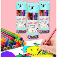 Wolpin Sketch Pen Set Of 24 Colors Washable Drawing Color Pens With Cute Panda Storage Box