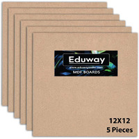 Eduway 12X12 Inch Mdf Board Wood Sheet For Mandala , Lippan, Resin Art & Craft, 4Mm Thick, Pack Of 5 - Premium Cardboard Material For Artists, Art And Craft Students - Hard Cutout In Small And Large Sizes (30X30 Cms)