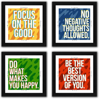 Interio Crafts Motivational Poster For Wall Decoration, Black (Set Of 4 Set 1)
