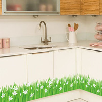 Indian Royals Green Grass Cute Little Flowers Wallstickers For Living Room Flowers, Floral Stickers, Flower Sticker, Nature Wallstickers, Flower Design (70 Cm X 50 Cm)