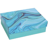 Grownex Empty Cardboard Rigid Box Lid Pattern, Birthday Return Gift, Corporate Gifting, Baby Shower, 9.3X7X3 Inches (Pack Of 2), Blue