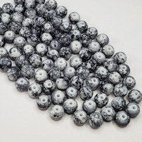 Indikonb Glass Round Pearl Beads 8Mm | Crystal Beads For Jewellery Making, Bracelets, And Crafts | Aesthetic Colourful Beads For Diy Projects | 150 Beads (Black Marble Matte)