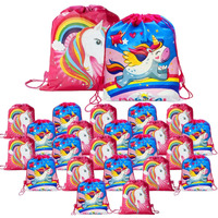 Funblast Gifting Bags For Return Gifts - Pack Of 24 Pcs Non-Woven Unicorn Print Carry Bags, Gifting Bags, Multi-Purpose Reusable Carry Bag, Drawstring Bags For Return Gifts (24 Pcs)