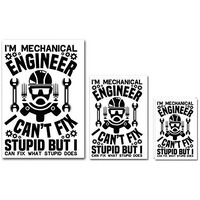 Udnag Untearable Waterproof Stickers 155Gsm 'Mechanical Engineer | I'M Mechanical' A4 X 1Pc, A5 X 1Pc & A6 X 2Pc