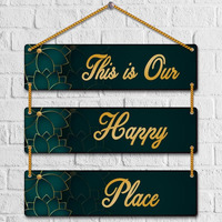 Yey Our Favourite Place Wooden Wall Hanging For Home Decor | Office | Living Room | Bedroom | Quotes Decorative Items (3 Piece Wall Hanging, Multicolor) (Our Happy Place)