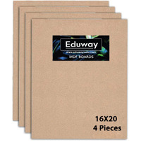 Eduway 16X20 Inch Mdf Board Wood Sheet For Mandala , Lippan, Resin Art & Craft, 4Mm Thick, Pack Of 4 - Premium Cardboard Material For Artists, Art And Craft Students - Hard Cutout In Small And Large Sizes (40X50 Cms)