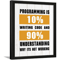 Chaka Chaundh - Coding Quotes Frames - Engineering Quotes Wall Frames - Quotes Wall Frames Coding - Programming Quotes Posters - (13.6 X 10.6 Inches) (Programming Is 10% - White)