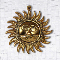 Dreamkraft Metal Suryavanshi Pataka | Sun Main Door Wall Hanging For Home Decor And Gift Purpose (Gold, 18X18X2.5 Cm)