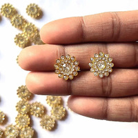 Adikala Flower Shaped Rhinestone Beads Booty Patch For Goddess Dress Decoration And Boutique Dress Making, Craft Jewelry & Diy Projects Kundan Stones Pack Of 50Pc (Natural)