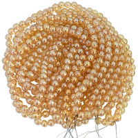 Embroiderymaterial 4Mm Glass Pearl Beads/Moti For Jewellery Making, Bracelet Making & Earring (Honey Gold, 3 Strings, 200 Pieces/String, Total 600 Pearls)
