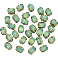 Embroiderymaterial Flatback Sew On Kundan Beads/Rhinestone/Gem Stone For Craft, Embroidery, Jewellery Making, Dresses, Embellishments, Bracelet Making (5X7Mm, Rectangle Shape, Mint Color, 50 Pieces)