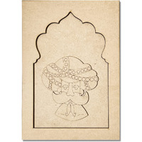 Adikala Jharokha With Ram Ram Sa Mdf Engraved Design & Square Shaped Base Cutout For Diy Craft