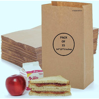 E Kysa Basics Brown Kraft Paper Carry/Gift/Cloth/Grocery Recycled Eco Friendly Bags - 10 * 5 * 14 Inches, Pack Of 15 Pcs