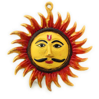 Dreamkraft Metal Sun Main Door Wall Hanging (18X18 Cm, Multicolor)