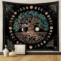 Hasthip Tree Of Life Tapestry Wall Hanging Wishing Tree Aesthetic Tapestries Psychedelic Wall Carpet Mystic Aesthetic Wall Tapestry (51Inch X 59Inch) (Multi-Colour)-Polyester