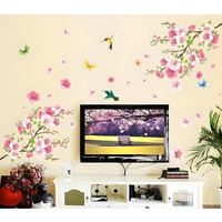 Jaamso Royals Large Elegant Flower Graceful Peach Blossom Birds Pvc Vinyl Home Decor Wall Stickers Wall Sticker (90 Cm X 60 Cm)
