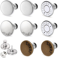 Maxxlite 8 Pc Button Pins For Jeans,Perfect Fit Jean Button Replacement, 4 Styles Adjustable Jean Button Pins Metal Clips Snap Tack, No Sew Instant Extend Or Reduce Any Pants Waist