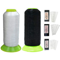 Embroiderymaterial Pony Needle & 0.11 Thick Nylon Thread Clear & Black Color Combo For Jewelry Making, Embroidery, Knitting, Stitching, Beading (Needle Sizes 10, 11, 12)