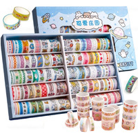 Funblast Washi Tape Set, 100 Pcs Set Cute Washi Tape Kit, Designer Decorative Masking Tapes For Diy Crafts Arts Scrapbooking Bullet Journal Planners, Stationary Items (Random Color And Design)