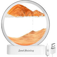 Sajani 3D Dynamic Sand Art Lamp Liquid Motion, Moving Sand Art Picture Round Glass 3D Deep Sea Sandscape In Motion Display Flowing Sand Frame Relaxing Desktop Home Office Work Decor (Pack Of 1)
