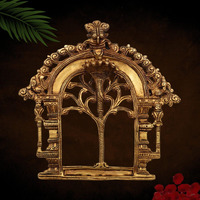 Bhunes Brass Prabhavali Arch Frame  Wall Hanging Kirtimukha Prabhawali | Traditional Pooja Temple Decor | Prabhaval For Home & Deity Idol Backdrop, Gold, 8 Inch, 1 Piece