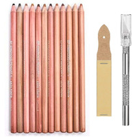 Artbee 12 Pcs Professional Skin Tints Pastel Soft Colored Pencils With Sand Paper Sharpener And Sharpening Blade